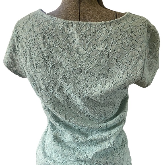 Garnet Hill Light Blue Lace Short Sleeve Top size M Coquette Girl Cottagecore - Picture 2 of 3